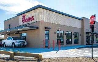 Chick-Fil-A – Plymouth, Massachusetts Awnex Featured Project - Architectural Gutter Canopies - Chick-Fil-A - Plymouth, Massachusetts