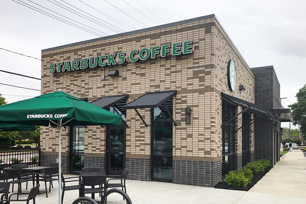 Awnex - Prefabricated Architectural Canopies -Starbucks - North Olmstead, Ohio