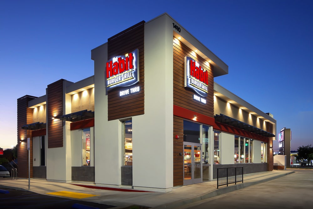 Awnex - prefabricated Architectural canopies - The Habit Burger - Gardena, California