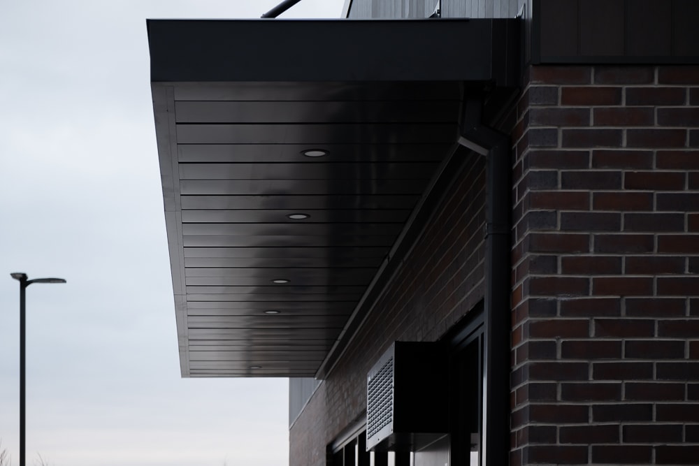 Aluminum architectural hanger rod canopies - Starbucks - Elgin, Illinois